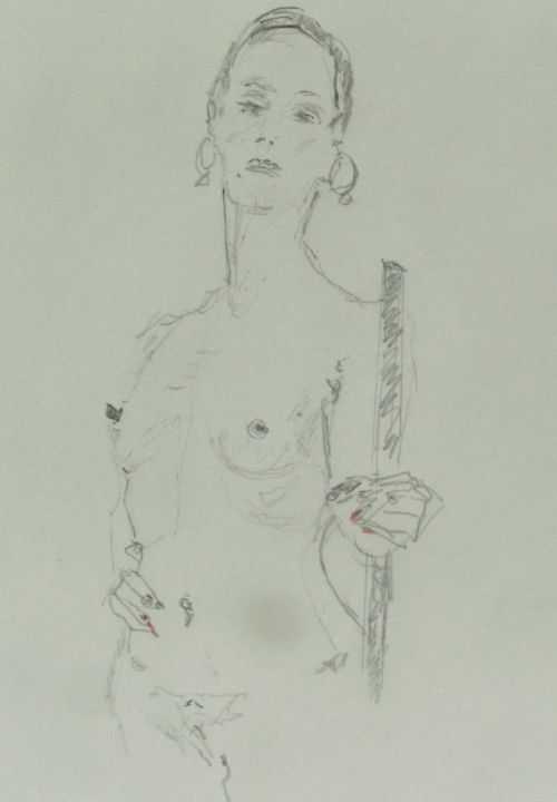 Disegno intitolato "Un peu hautaine" da Catherine Claude, Opera d'arte originale, Matita