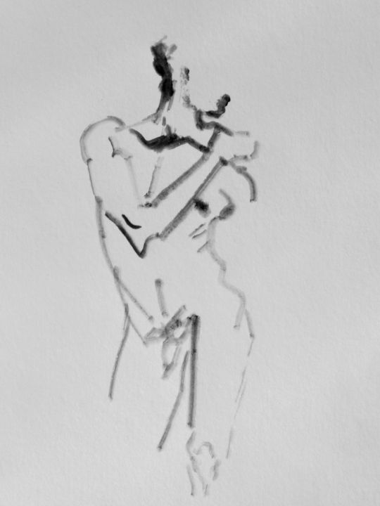 Dessin intitulée "comme une statue gr…" par Catherine Claude, Œuvre d'art originale, Autre