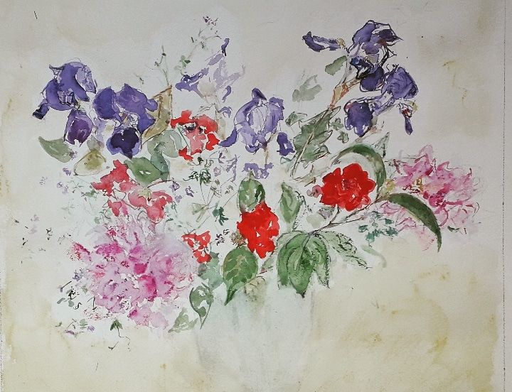 Painting titled "Joyeuses Paques" by Catherine Claude, Original Artwork, Watercolor