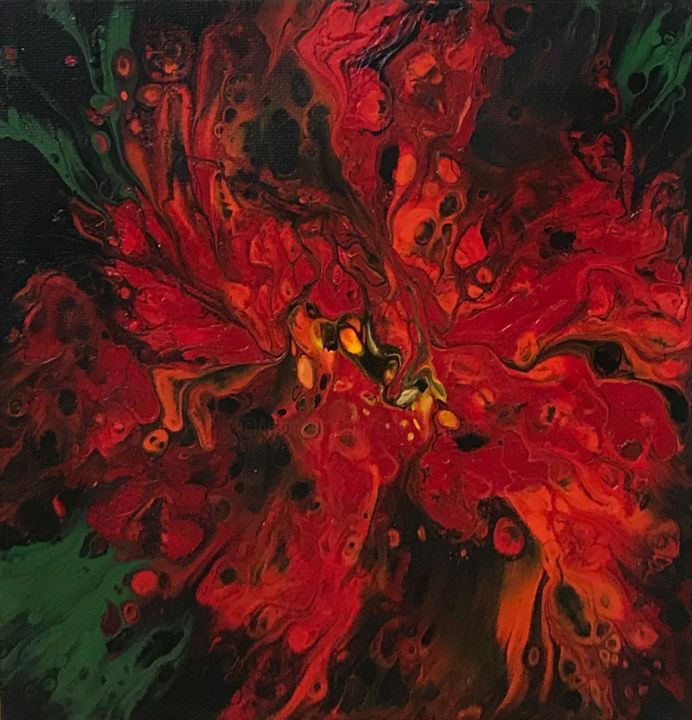 Peinture intitulée "Hibiscus" par Cat’J, Œuvre d'art originale, Acrylique