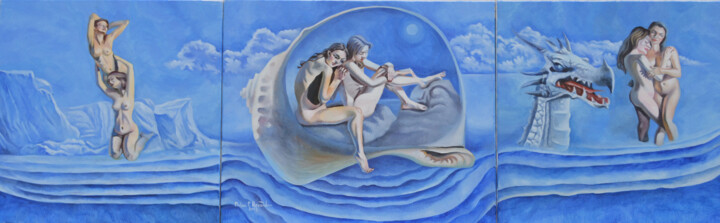 Peinture intitulée "Dragon Lagoon" par Cătălin Alexandru Chifan, Œuvre d'art originale, Huile