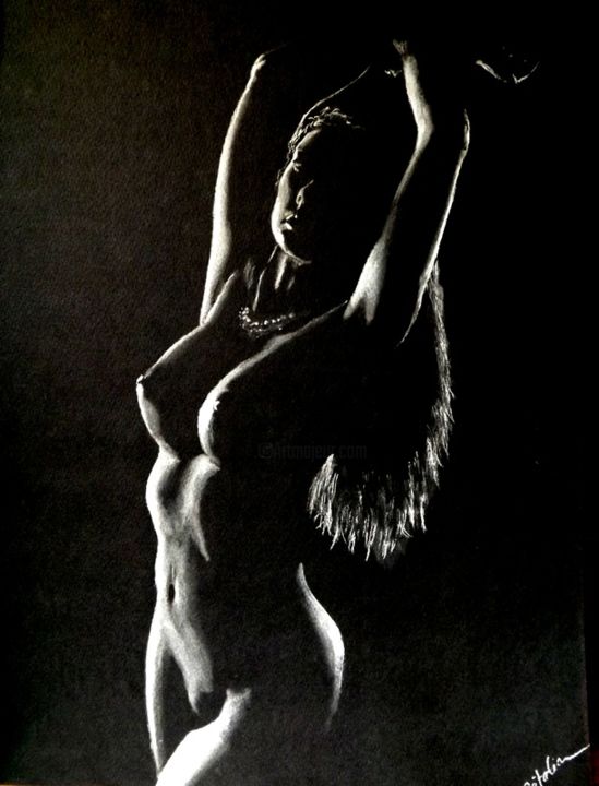 Drawing titled "NUDE (1)" by Catalin Soare, Original Art, Pastel
