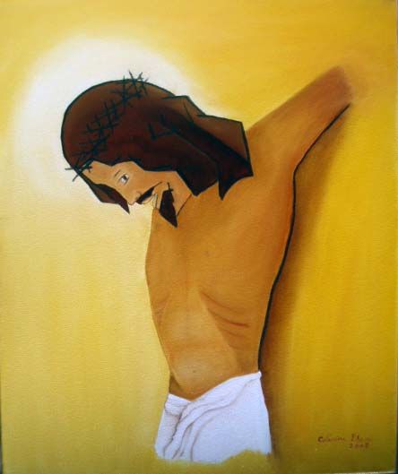 Painting titled "Cristo" by Catarina Ribeiro, Original Artwork