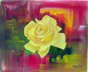 Pintura intitulada "Rosa Amarela" por Catarina Ribeiro, Obras de arte originais
