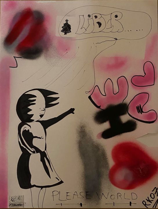 Painting titled "Noêl pour banksy et…" by Rk07, Original Artwork, Acrylic