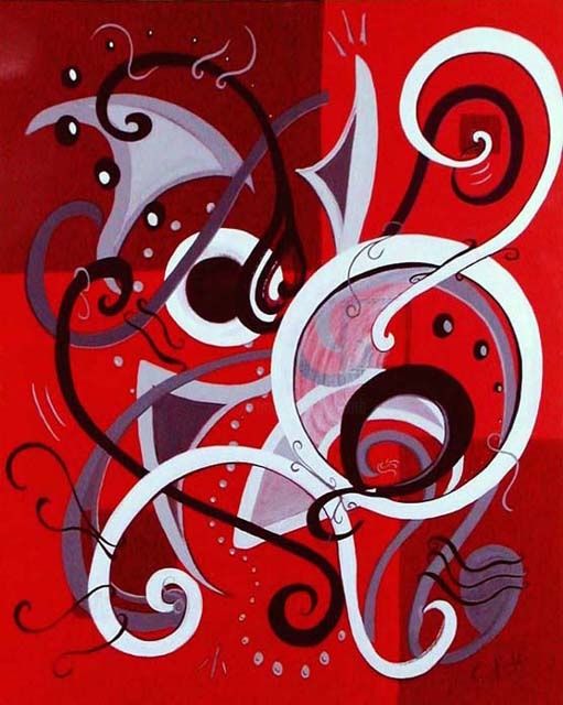 Painting titled "Rouge Coeur" by Catb, Original Artwork, Acrylic