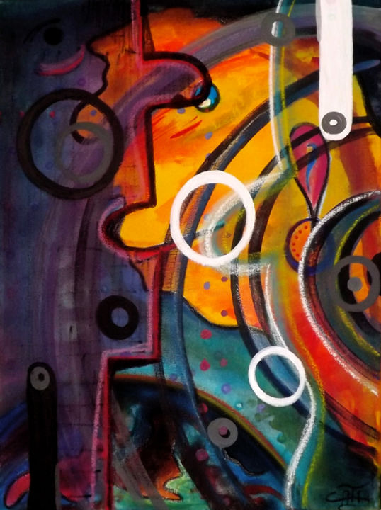 Peinture intitulée "Environnement" par Catb, Œuvre d'art originale,