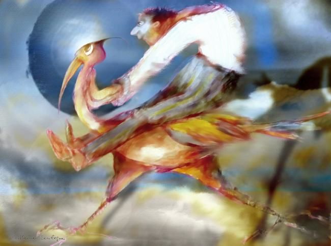 Digital Arts titled "Chevauchée fantasti…" by Catherine Boulogne, Original Artwork, Digital Painting