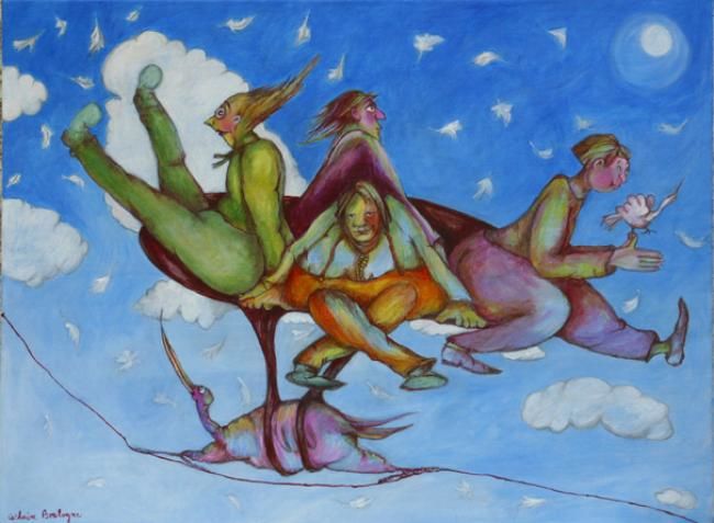 Painting titled "Voyage en hanap" by Catherine Boulogne, Original Artwork, Acrylic