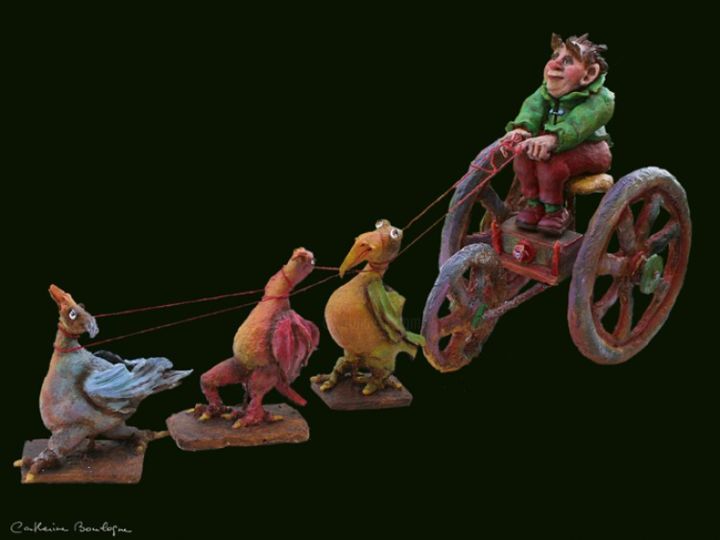 Sculpture titled "CORTEGE" by Catherine Boulogne, Original Artwork, Ceramics