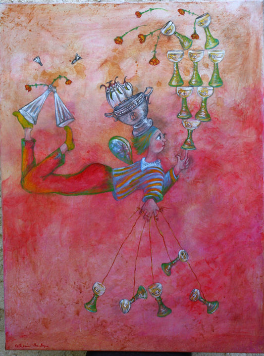 Peinture intitulée "Equilibriste" par Catherine Boulogne, Œuvre d'art originale, Acrylique