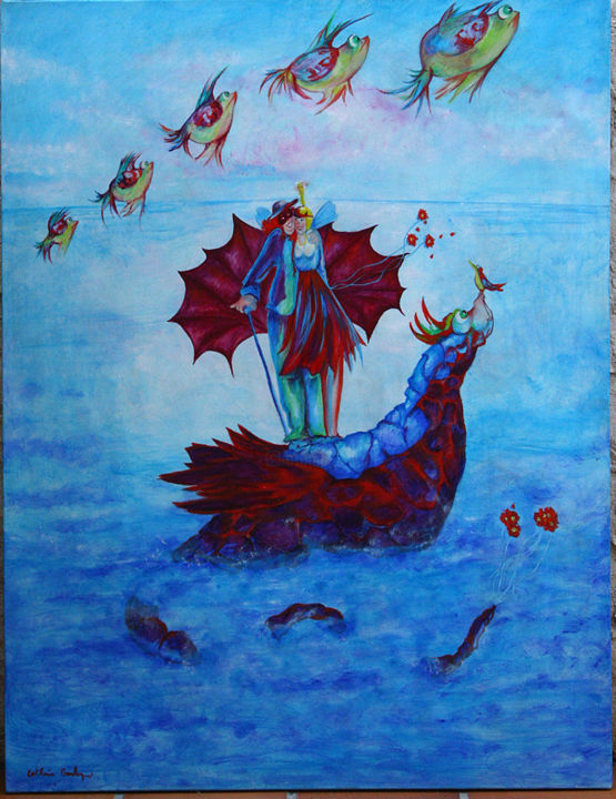 Painting titled "promenade-diaboliqu…" by Catherine Boulogne, Original Artwork, Acrylic