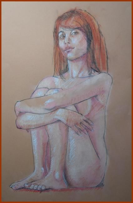 Painting titled "NU ASSIS" by Serge Catel, Original Artwork