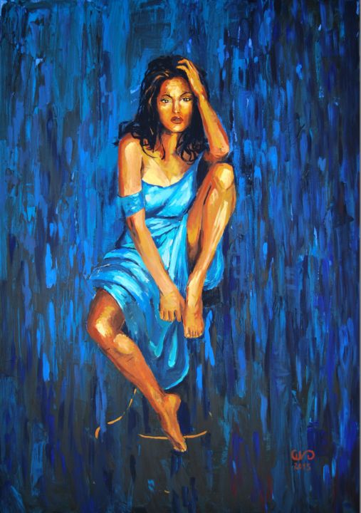 Painting titled "BLUE VELVET" by Emilia Gasienica-Setlak, Original Artwork