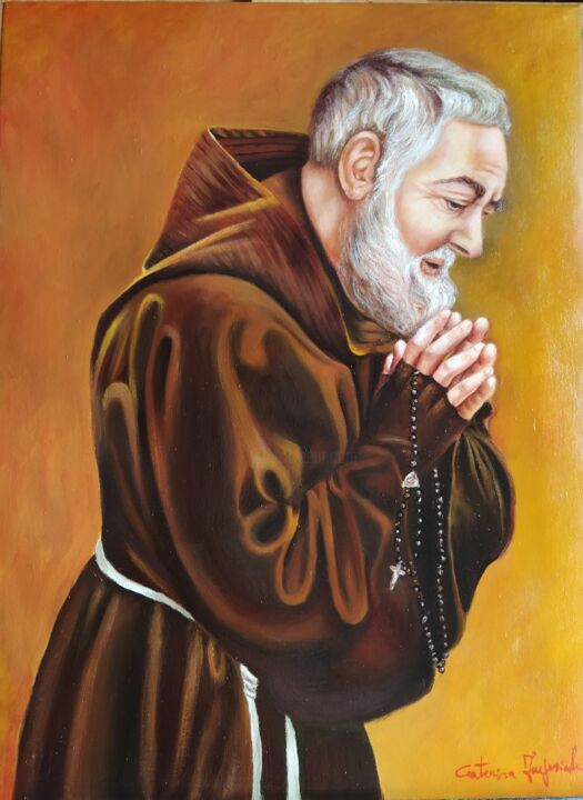 "San Pio in preghiera" başlıklı Tablo Caterina Imperiale tarafından, Orijinal sanat, Petrol