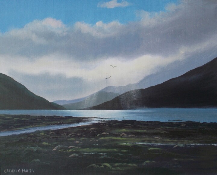 Painting titled "leenane-autumn" by Cathal O Malley, Original Artwork, Acrylic