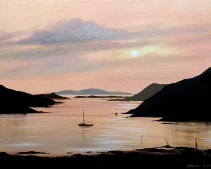 Peinture intitulée "killary sunset" par Cathal O Malley, Œuvre d'art originale, Acrylique