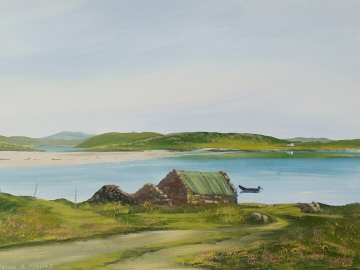 Schilderij getiteld "omey view" door Cathal O Malley, Origineel Kunstwerk, Acryl