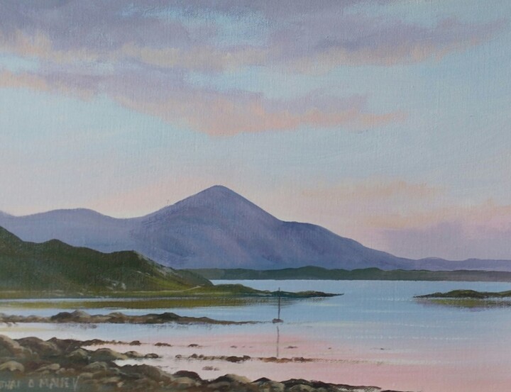 Malerei mit dem Titel "croagh patrick suns…" von Cathal O Malley, Original-Kunstwerk, Acryl