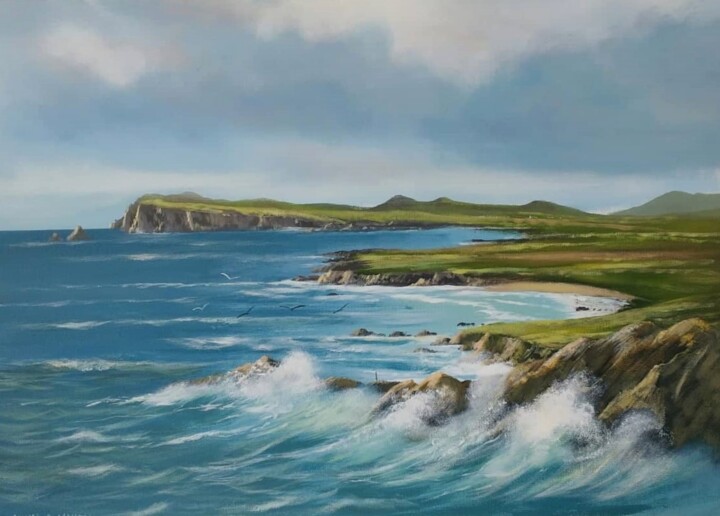 Painting titled "slea head co kerry" by Cathal O Malley, Original Artwork, Acrylic