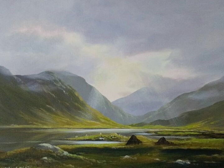 Pittura intitolato "connemara bogland" da Cathal O Malley, Opera d'arte originale, Acrilico