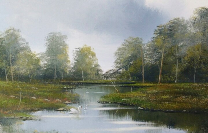 Malerei mit dem Titel "ballinahinch lake s…" von Cathal O Malley, Original-Kunstwerk, Acryl