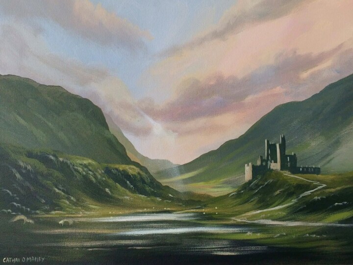 Painting titled "valley of the clan" by Cathal O Malley, Original Artwork, Acrylic