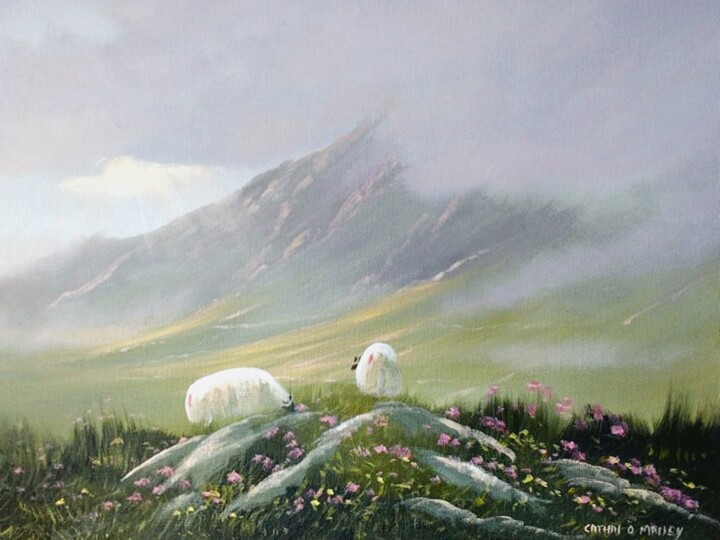 Painting titled "hills of connemara" by Cathal O Malley, Original Artwork, Acrylic