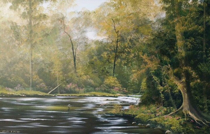 Malerei mit dem Titel "autumn river" von Cathal O Malley, Original-Kunstwerk, Acryl