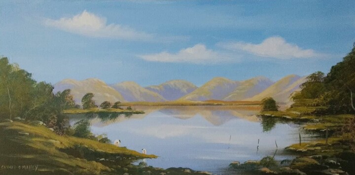 Peinture intitulée "lake at maamcross" par Cathal O Malley, Œuvre d'art originale, Acrylique