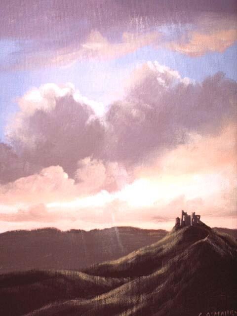 Painting titled "twilight castle" by Cathal O Malley, Original Artwork