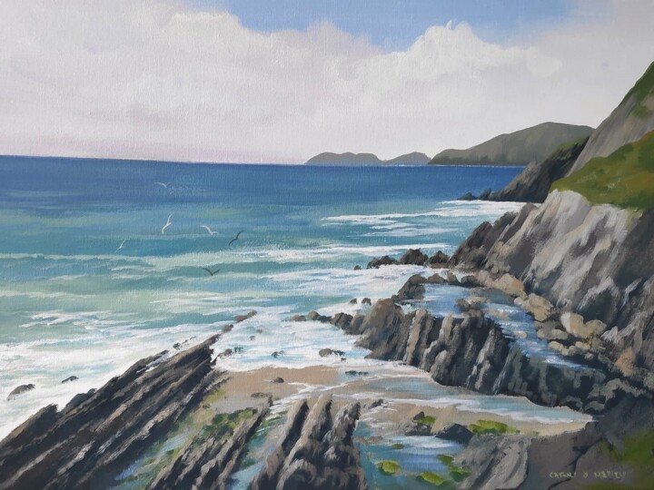 Painting titled "dingle co kerry" by Cathal O Malley, Original Artwork, Acrylic Mounted on Wood Stretcher frame