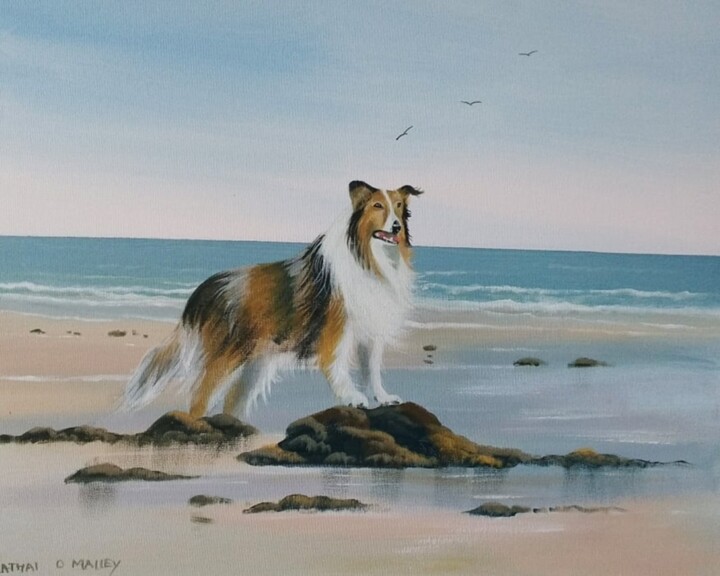 Painting titled "lassie-beach-days.j…" by Cathal O Malley, Original Artwork, Acrylic