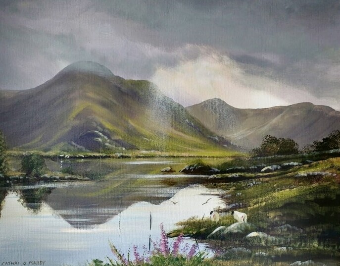 Malerei mit dem Titel "connemara-evening-l…" von Cathal O Malley, Original-Kunstwerk, Acryl