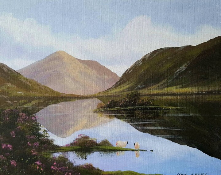 Painting titled "doolough valley" by Cathal O Malley, Original Artwork, Acrylic Mounted on Wood Stretcher frame