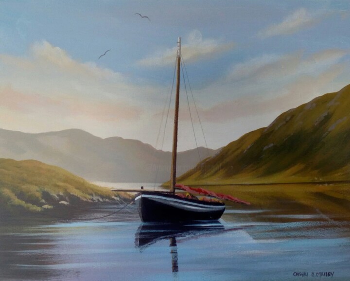 Painting titled "connemara morning" by Cathal O Malley, Original Artwork, Acrylic