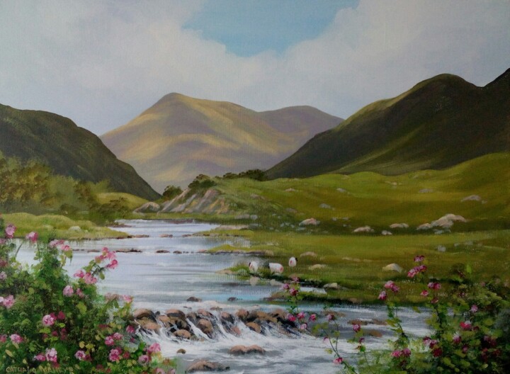 绘画 标题为“Bundorragha river 2…” 由Cathal O Malley, 原创艺术品, 丙烯