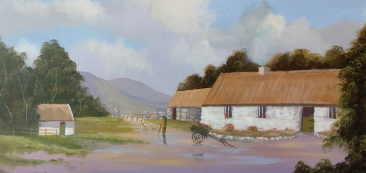 Peinture intitulée "quiet man cottage 2…" par Cathal O Malley, Œuvre d'art originale, Acrylique