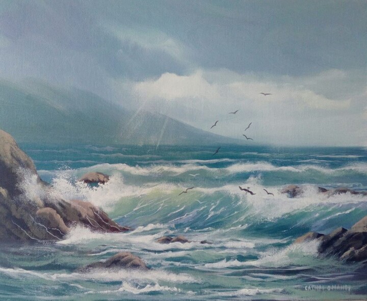Pittura intitolato "wild atlantic waves" da Cathal O Malley, Opera d'arte originale, Acrilico
