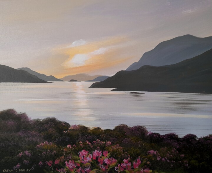 Painting titled "Leenane flowers" by Cathal O Malley, Original Artwork, Acrylic