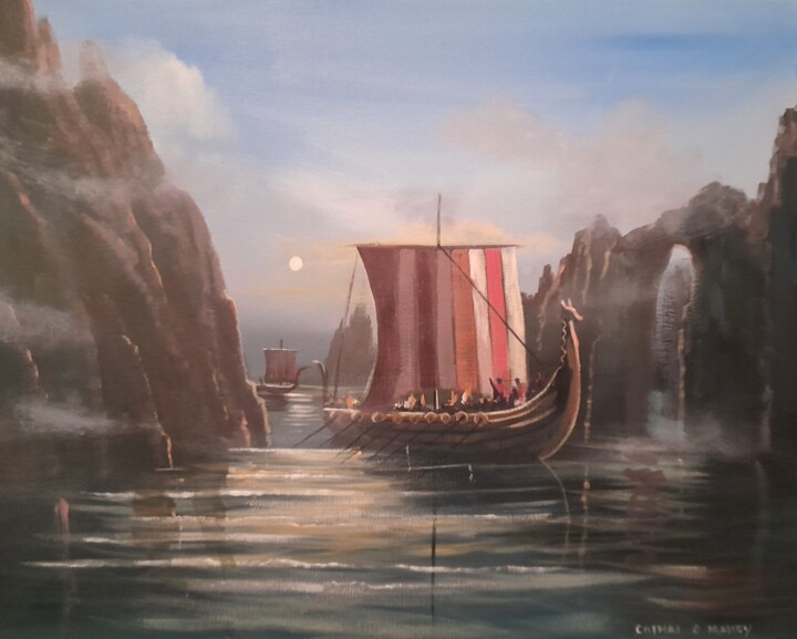 Painting titled "The vikings ireland" by Cathal O Malley, Original Artwork, Acrylic