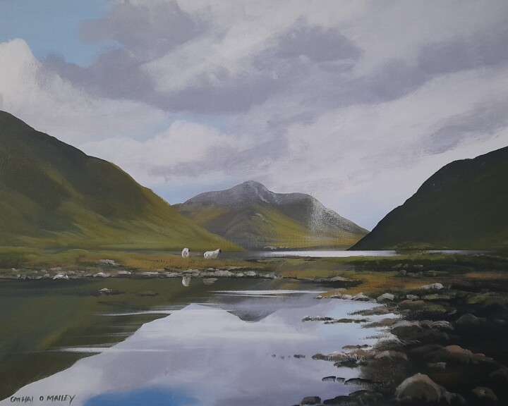 Painting titled "Doolough valley,co…" by Cathal O Malley, Original Artwork, Acrylic Mounted on Wood Stretcher frame