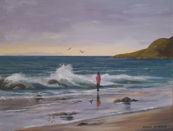Painting titled "Waves in cleggan" by Cathal O Malley, Original Artwork, Acrylic