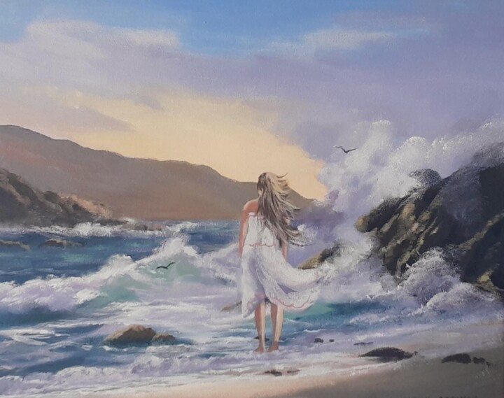 Painting titled "Keel waves" by Cathal O Malley, Original Artwork, Acrylic