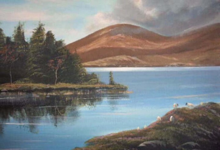 Painting titled "ballinahinch lake,c…" by Cathal O Malley, Original Artwork