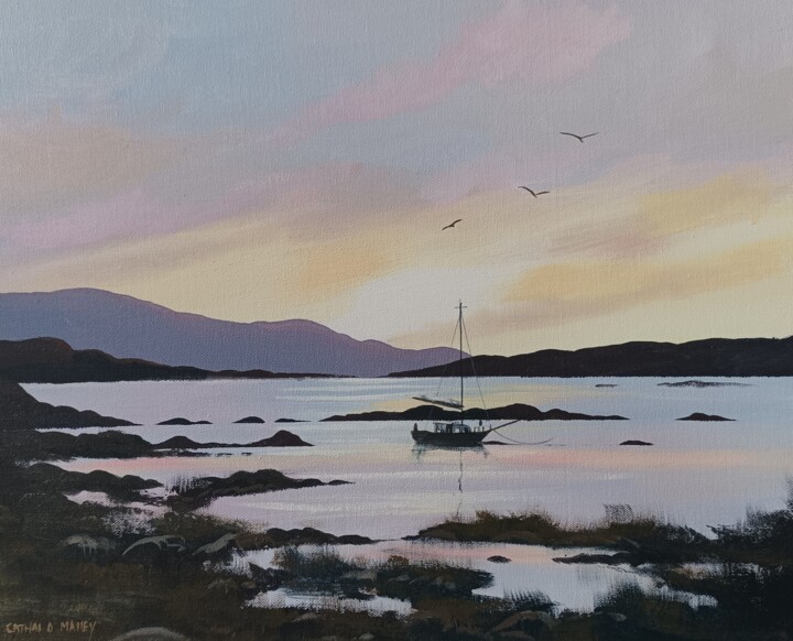 Painting titled "Boat in glynsk" by Cathal O Malley, Original Artwork, Acrylic