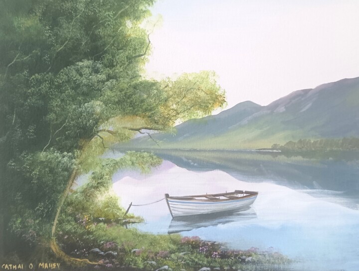 Pintura intitulada "Kylemore lake,," por Cathal O Malley, Obras de arte originais, Acrílico