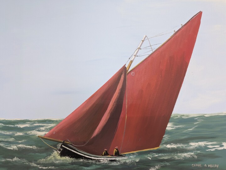 Painting titled "Sailing towards the…" by Cathal O Malley, Original Artwork, Acrylic Mounted on Wood Stretcher frame