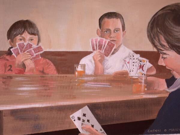 Painting titled "the card cheat" by Cathal O Malley, Original Artwork