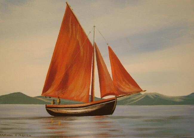 Painting titled "galway fishing boat" by Cathal O Malley, Original Artwork